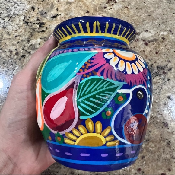 Neon Vintage Handmade Hand Painted Vase from Mexico - Picture 5 of 9